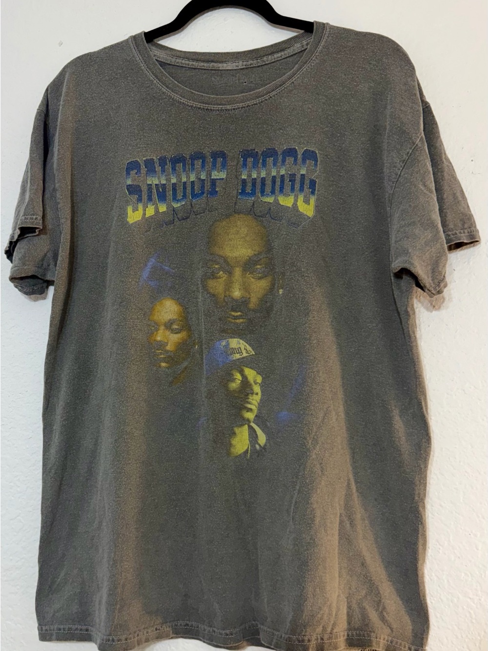 Snoop Dogg Graphic Rap Tee Charcoal Gray Faded Vintage Style Hip Hop Shirt